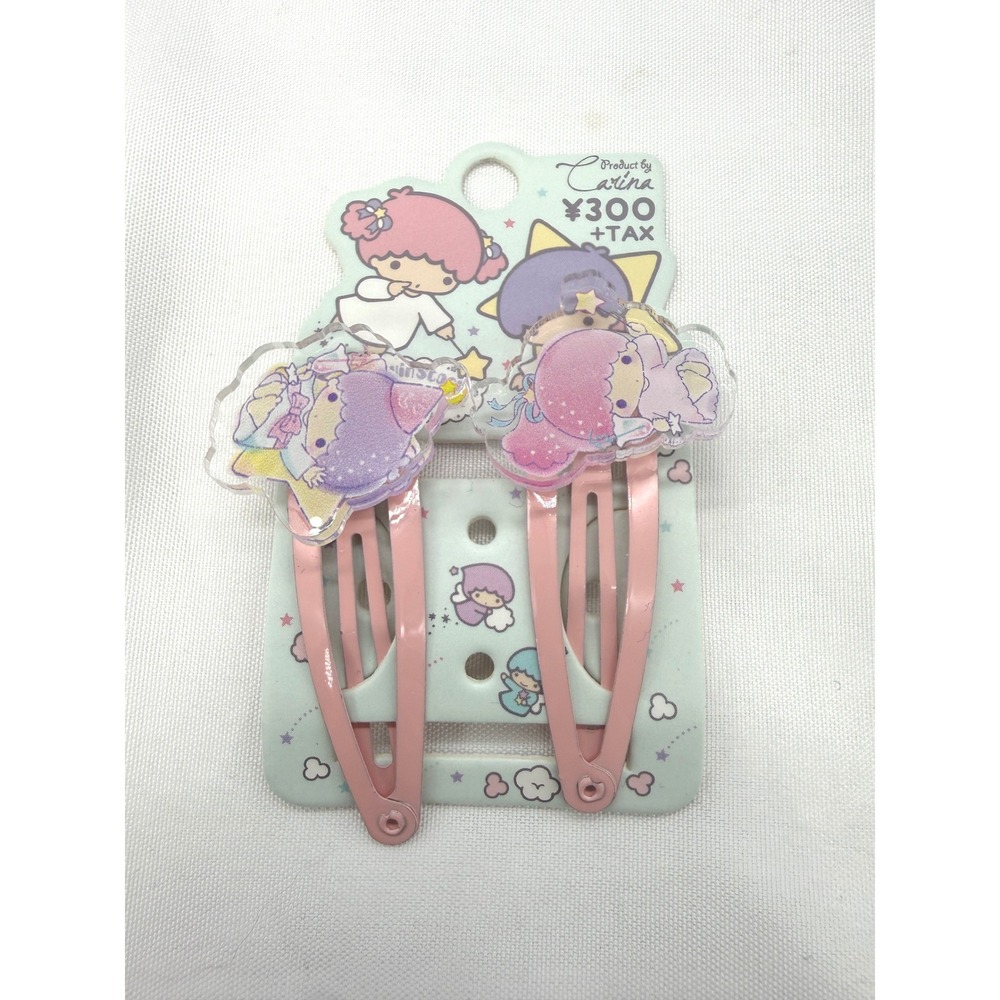 Sanrio Little Twin Stars Kiki Lala Pink Acrylic Snap Hair Clips Japan Import